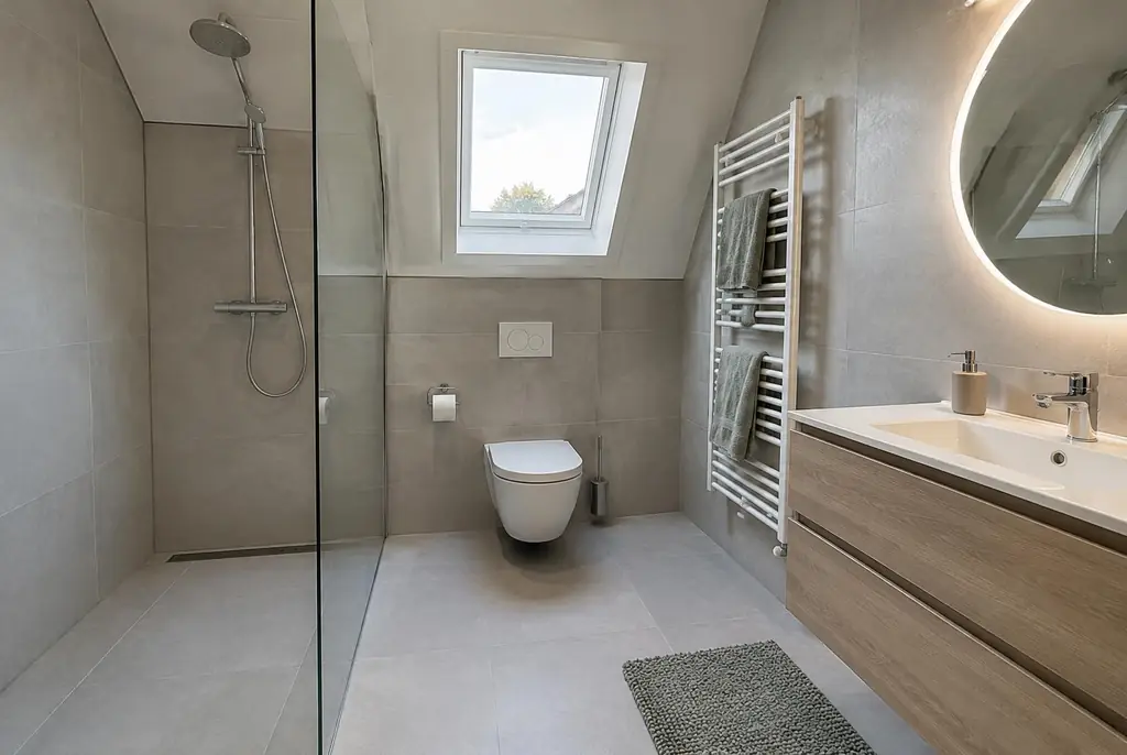 Lekdetectie Zoetermeer – droge badkamer met inloopdouche na herstel