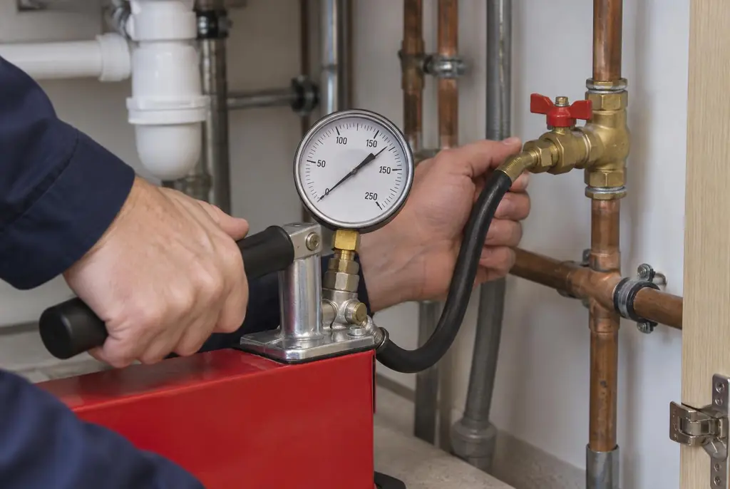 Lekdetectie Zoetermeer – druktest op een waterleiding met een manometer