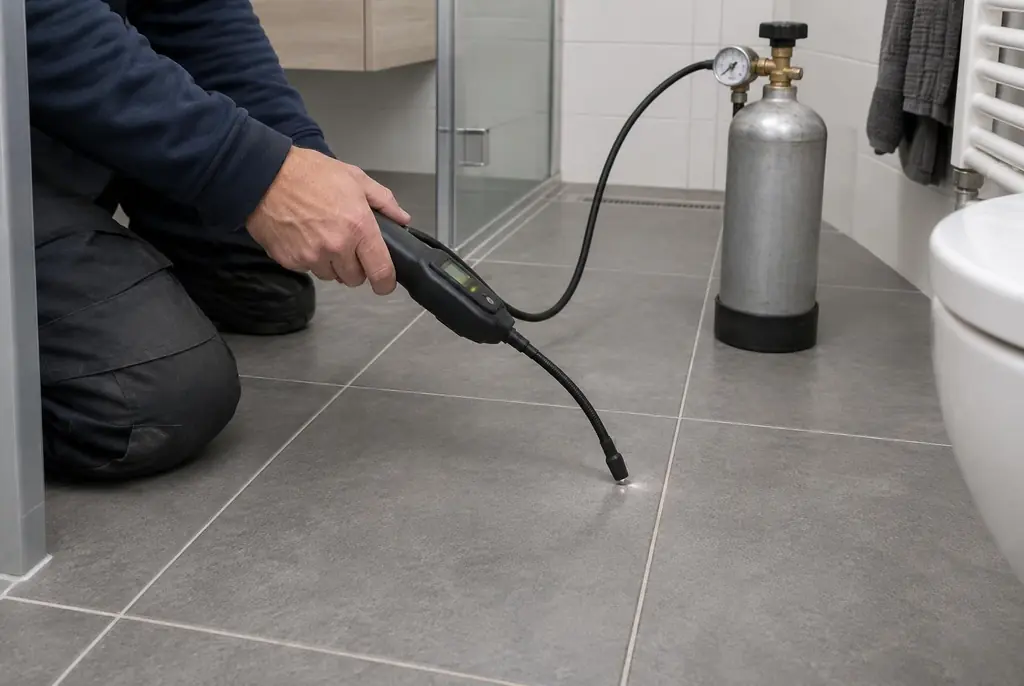 Lekdetectie Zoetermeer – technicus spoort met tracergas een lekkage op in de vloer