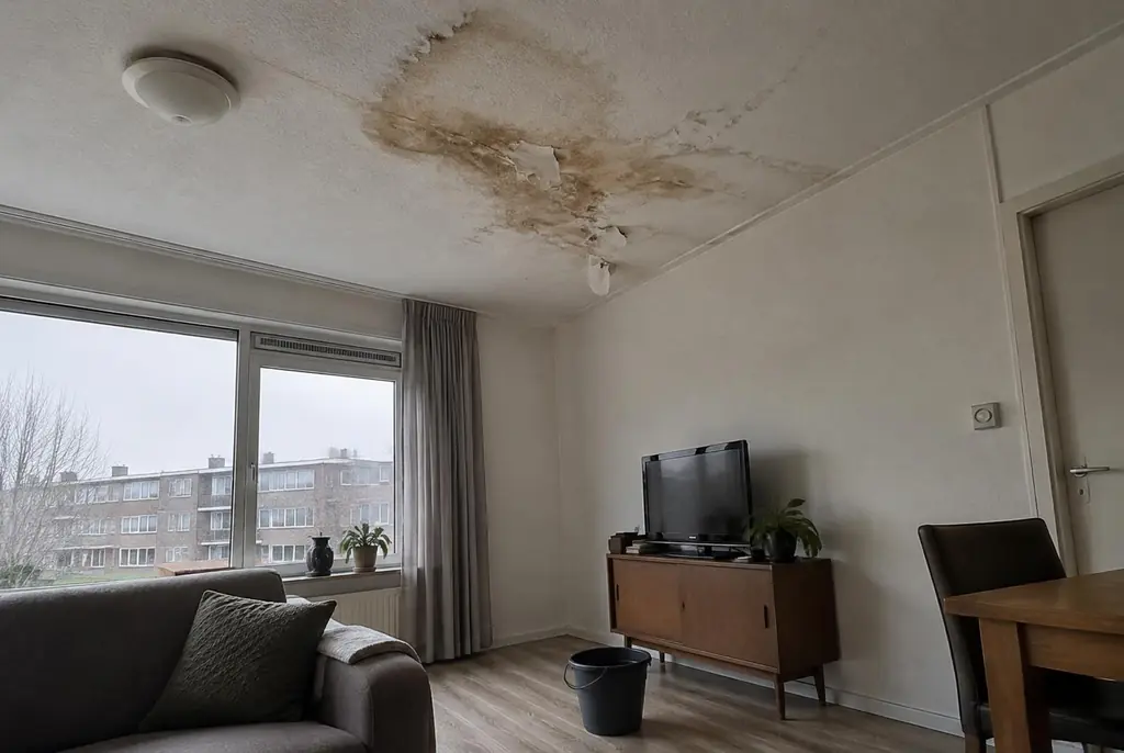 Lekdetectie Zoetermeer – vochtplek op het plafond onder een badkamer
